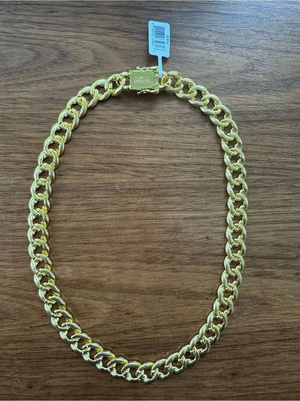 Men’s Gold Cubic Zirconia Pave Cuban Link Necklace 22” With Velvet Dust Bag